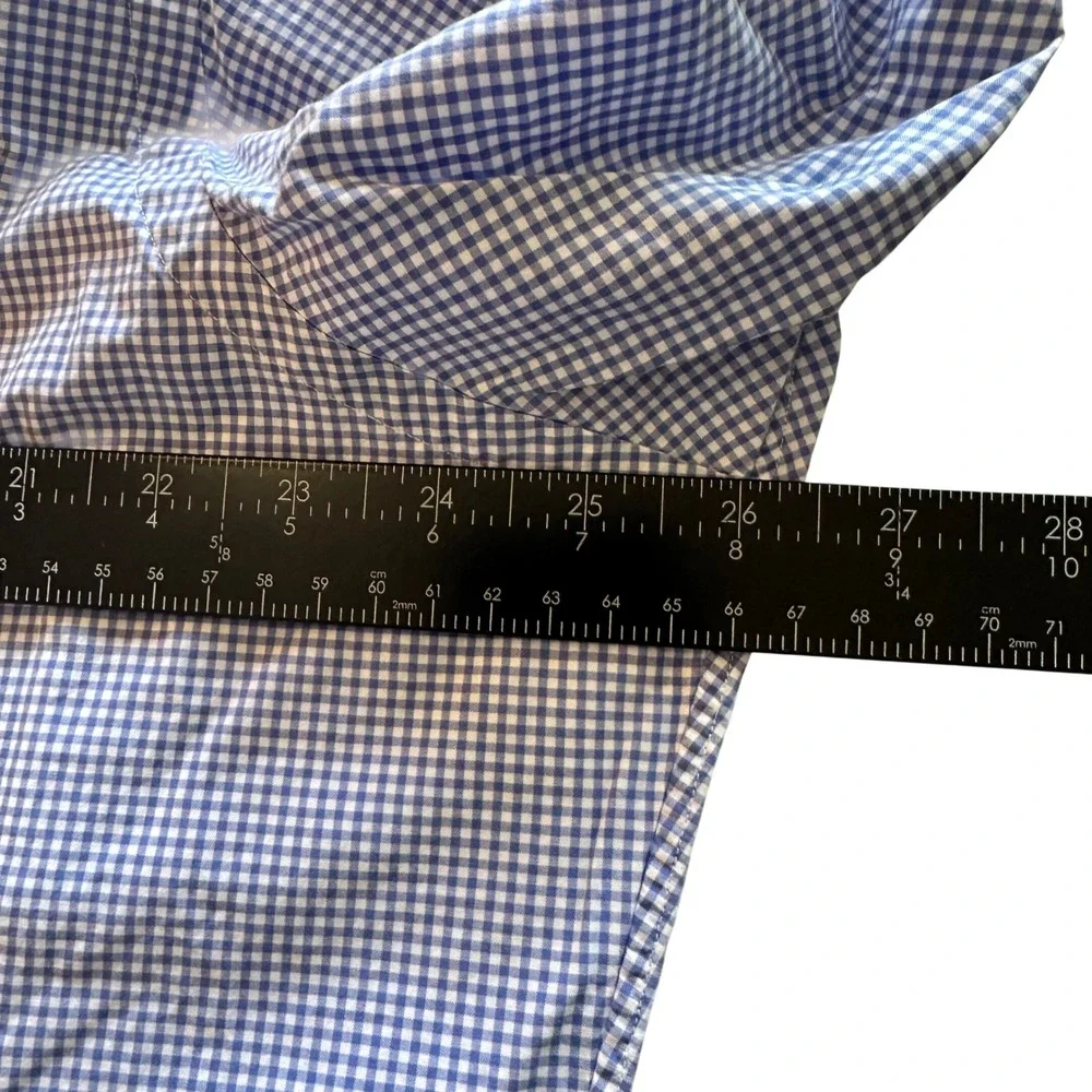 Polo Ralph Lauren Shirt Men 17.5 Blue Gingham Classic Fit Long Sleeve ButtonDown